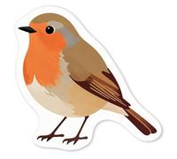 Azeeda 4 x 'Robin Red Breast' White Premium Vinyl Decal Stickers - Waterproof, Durable & Easy to Apply - for Car Bumpers, Windows, Bins & More - Small (50mm) (DW00189708)