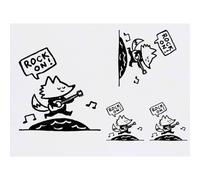 Azeeda 4 x 'Rock On Fox Playing Guitar' Temporary Tattoos - Water Resistant, Skin-Safe, Non-Toxic Transfers, Mixed Sizes (TO00088150)