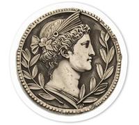 Azeeda 4 x 'Roman Coin' White Premium Vinyl Decal Stickers - Waterproof, Durable & Easy to Apply - Ideal for Car Bumpers, Windows, Bins and More - Small (50mm) (DW00122724)