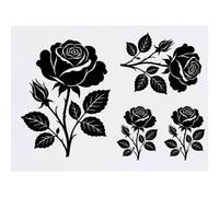 Azeeda 4 x 'Rose Outline' Temporary Tattoos - Water Resistant, Skin-Safe, Non-Toxic Transfers, Mixed Sizes (TO00105860)