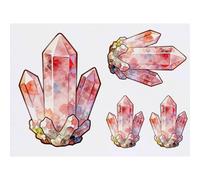 Azeeda 4 x 'Rose Quartz Cluster' Temporary Tattoos - Water Resistant, Skin-Safe, Non-Toxic Transfers, Mixed Sizes (TO00103834)