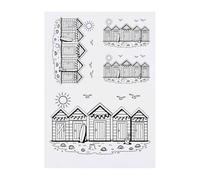 Azeeda 4 x 'Row of Beach Huts' Temporary Tattoos - Water Resistant, Skin-Safe, Non-Toxic Transfers, Mixed Sizes (TO00089060)