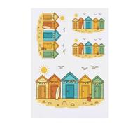 Azeeda 4 x 'Row of Beach Huts' Temporary Tattoos - Water Resistant, Skin-Safe, Non-Toxic Transfers, Mixed Sizes (TO00089062)