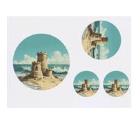 Azeeda 4 x 'Sand Castle on Beach' Temporary Tattoos (TO00101616)