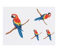 Azeeda 4 x 'Scarlet Macaw on a Branch' Temporary Tattoos - Water Resistant, Skin-Safe, Non-Toxic Transfers, Mixed Sizes (TO00097916)