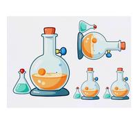 Azeeda 4 x 'Science Flasks' Temporary Tattoos - Water Resistant, Skin-Safe, Non-Toxic Transfers, Mixed Sizes (TO00100866)