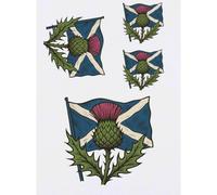 Azeeda 4 x 'Scottish Thistle & Saltire' Temporary Tattoos - Water Resistant, Skin-Safe, Non-Toxic Transfers, Mixed Sizes (TO00102020)