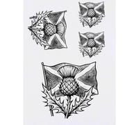 Azeeda 4 x 'Scottish Thistle & Saltire' Temporary Tattoos - Water Resistant, Skin-Safe, Non-Toxic Transfers, Mixed Sizes (TO00102022)