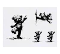 Azeeda 4 x 'Scruffy Teddy Bear Dancing' Temporary Tattoos - Water Resistant, Skin-Safe, Non-Toxic Transfers, Mixed Sizes (TO00092076)