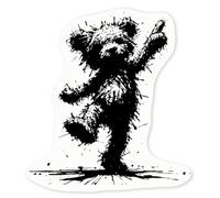 Azeeda 4 x 'Scruffy Teddy Dancing' Stickers - Clear, 5cm (DC00149984)