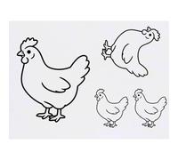 Azeeda 4 x 'Simple Chicken Line Art' Temporary Tattoos (TO00096550)