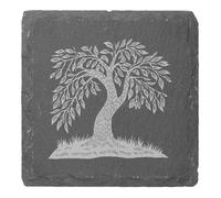 Azeeda 4 x 'Simple Tree with Grass' 10cm Square Slate Coasters (CR00228531)