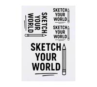 Azeeda 4 x 'Sketch Your World Artist Statement With Penci' Temporary Tattoos - Water Resistant, Skin-Safe, Non-Toxic Transfers, Mixed Sizes (TO00091030)