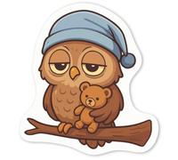 Azeeda 4 x 'Sleepy Owl' White Premium Vinyl Decal Stickers - Waterproof, Durable & Easy to Apply - for Car Bumpers, Windows, Bins & More - Small (50mm) (DW00175410)