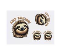 Azeeda 4 x 'Sloth Keep Smiling' Temporary Tattoos - Water Resistant, Skin-Safe, Non-Toxic Transfers, Mixed Sizes (TO00096180)