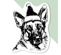Azeeda 4 x Small 50mm 'German Shepherd Wearing Santa Hat' Permanent Sticker Decals for Cars/Windows/Bins/Walls etc (DW00149916)