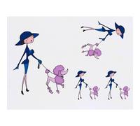 Azeeda 4 x 'Smart Lady Walking Dog' Temporary Tattoos (TO00100416)