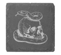 Azeeda 4 x 'Snake with Human Skull' 10cm Square Slate Coasters (CR00228492)