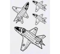Azeeda 4 x 'Space Plane' Temporary Tattoos - Water Resistant, Skin-Safe, Non-Toxic Transfers, Mixed Sizes (TO00100060)