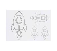 Azeeda 4 x 'Space Rocket Outline' Temporary Tattoos - Water Resistant, Skin-Safe, Non-Toxic Transfers, Mixed Sizes (TO00091162)