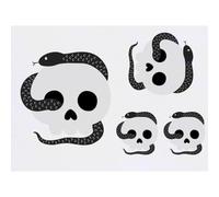 Azeeda 4 x 'Spooky Cute Snake in a Skull' Temporary Tattoos - Water Resistant, Skin-Safe, Non-Toxic Transfers, Mixed Sizes (TO00104842)