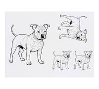 Azeeda 4 x 'Staffordshire Bull Terrier' Temporary Tattoos - Water Resistant, Skin-Safe, Non-Toxic Transfers, Mixed Sizes (TO00097622)