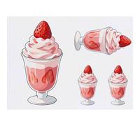 Azeeda 4 x 'Strawberry Ice Cream Sundae' Temporary Tattoos - Water Resistant, Skin-Safe, Non-Toxic Transfers, Mixed Sizes (TO00097898)