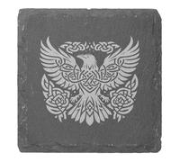 Azeeda 4 x 'Stylised Celtic Crow' 10cm Square Slate Coasters (CR00232980)