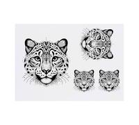 Azeeda 4 x 'Stylised Snow Leopard Portrait' Temporary Tattoos - Water Resistant, Skin-Safe, Non-Toxic Transfers, Mixed Sizes (TO00089648)