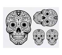 Azeeda 4 x 'Sugar Skull' Temporary Tattoos - Water Resistant, Skin-Safe, Non-Toxic Transfers, Mixed Sizes (TO00101464)