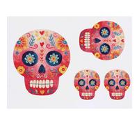 Azeeda 4 x 'Sugar Skull' Temporary Tattoos - Water Resistant, Skin-Safe, Non-Toxic Transfers, Mixed Sizes (TO00104758)