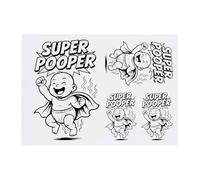 Azeeda 4 x 'Super Pooper' Temporary Tattoos - Water Resistant, Skin-Safe, Non-Toxic Transfers, Mixed Sizes (TO00091984)