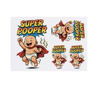 Azeeda 4 x 'Super Pooper' Temporary Tattoos - Water Resistant, Skin-Safe, Non-Toxic Transfers, Mixed Sizes (TO00091988)