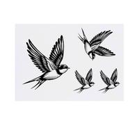 Azeeda 4 x 'Swallow Bird In Flight' Temporary Tattoos - Water Resistant, Skin-Safe, Non-Toxic Transfers, Mixed Sizes (TO00087806)