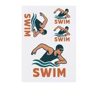 Azeeda 4 x 'Swimmer in Water Design' Temporary Tattoos - Water Resistant, Skin-Safe, Non-Toxic Transfers, Mixed Sizes (TO00088720)