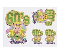 Azeeda 4 x 'The Sixties' Temporary Tattoos - Water Resistant, Skin-Safe, Non-Toxic Transfers, Mixed Sizes (TO00094124)