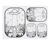 Azeeda 4 x 'There's a UFO In The Cornfield Outline Art' Temporary Tattoos - Water Resistant, Skin-Safe, Non-Toxic Transfers, Mixed Sizes (TO00091140)