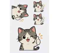 Azeeda 4 x 'Thumbs Up Cat' Temporary Tattoos (TO00106722)