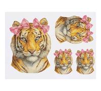 Azeeda 4 x 'Tiger With Pink Bows' Temporary Tattoos (TO00102430)