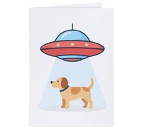 Azeeda 4 x 'UFO Beaming up a Dog' Gift Tags/Labels (GI00129058)