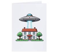 Azeeda 4 x 'UFO & House' Gift Tags/Labels (GI00129052)