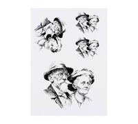 Azeeda 4 x 'Vintage Elderly Couple' Temporary Tattoos - Water Resistant, Skin-Safe, Non-Toxic Transfers, Mixed Sizes (TO00094534)