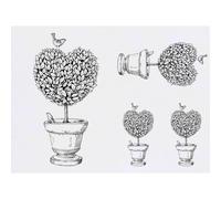 Azeeda 4 x 'Vintage Heart Shaped Topiary' Temporary Tattoos - Water Resistant, Skin-Safe, Non-Toxic Transfers, Mixed Sizes (TO00098178)