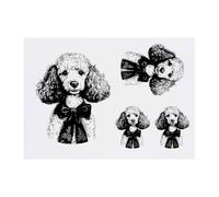 Azeeda 4 x 'Vintage Poodle Portrait' Temporary Tattoos - Water Resistant, Skin-Safe, Non-Toxic Transfers, Mixed Sizes (TO00092584)