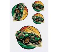 Azeeda 4 x 'Vintage Racing Car' Temporary Tattoos - Water Resistant, Skin-Safe, Non-Toxic Transfers, Mixed Sizes (TO00099358)