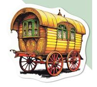Azeeda 4 x 'Vintage Romany Caravan' Premium Vinyl Decal Stickers - Waterproof, Durable & Easy to Apply - Ideal for Cars, Windows, Bins and More - 50mm (S) (DW00128028)