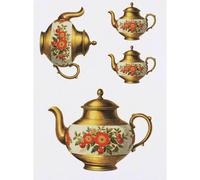 Azeeda 4 x 'Vintage Teapot' Temporary Tattoos - Water Resistant, Skin-Safe, Non-Toxic Transfers, Mixed Sizes (TO00103662)
