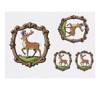 Azeeda 4 x 'Vintage Woodland Crest with a Stag' Temporary Tattoos - Water Resistant, Skin-Safe, Non-Toxic Transfers, Mixed Sizes (TO00098182)