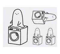 Azeeda 4 x 'Washing Machine Ghost' Temporary Tattoos - Water Resistant, Skin-Safe, Non-Toxic Transfers, Mixed Sizes (TO00094484)