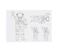 Azeeda 4 x 'Waving Astronaut Space' Temporary Tattoos - Water Resistant, Skin-Safe, Non-Toxic Transfers, Mixed Sizes (TO00087358)